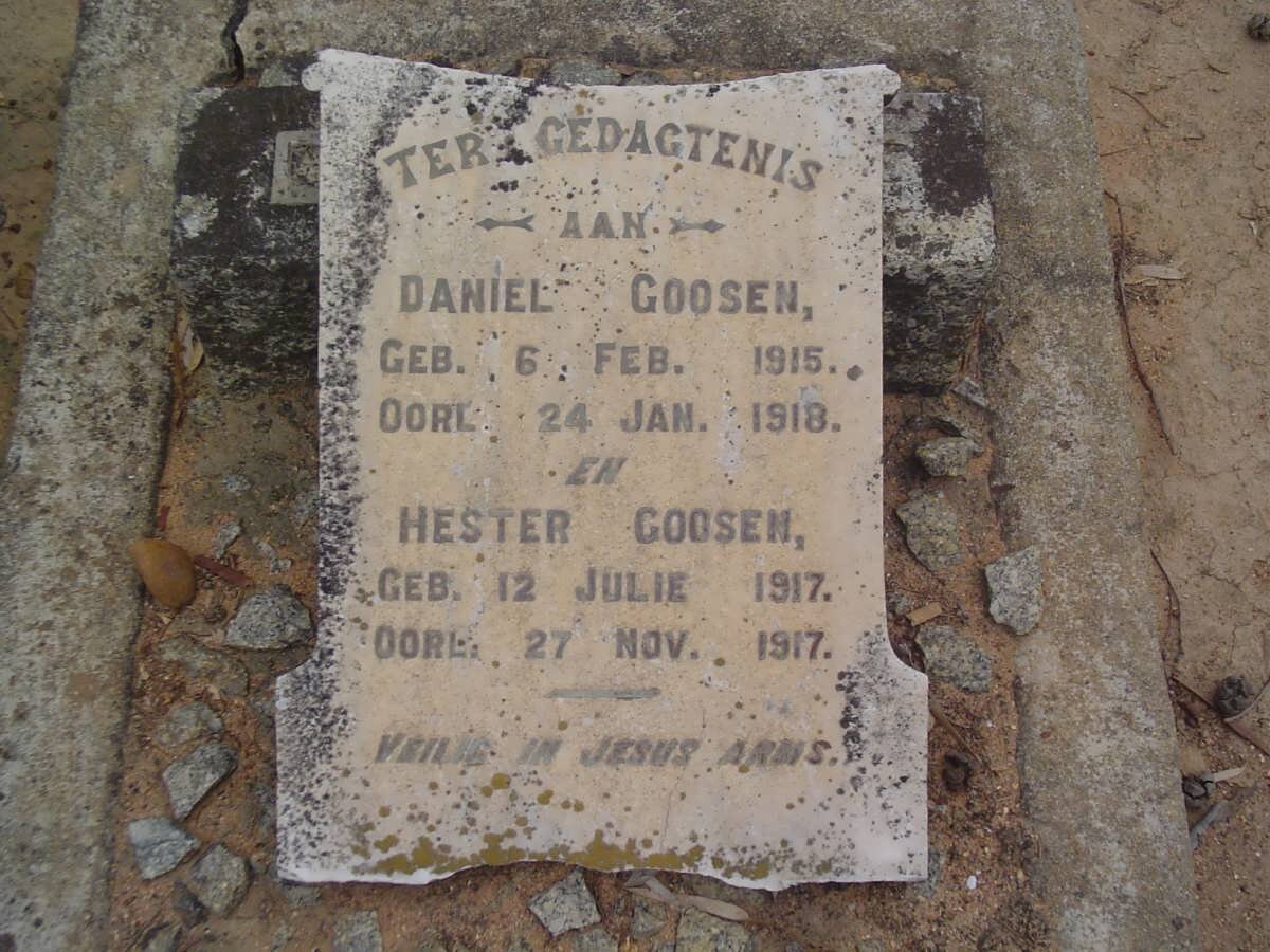 GOOSEN Daniel 1915-1918 :: GOOSEN Hester 1917-1917