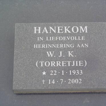 HANEKOM W.J.K. 1933-2002