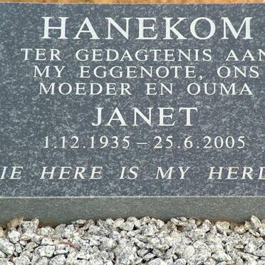 HANEKOM Janet 1935-2005