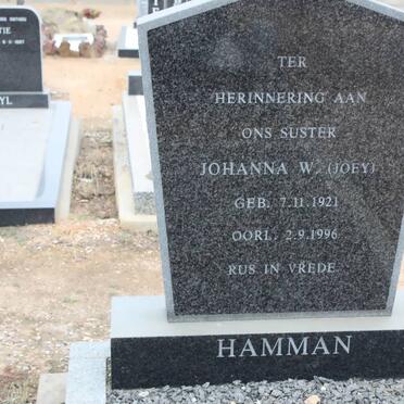 HAMMAN Johanna W. 1921-1996