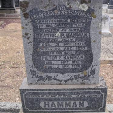 HAMMAN Pieter E. 1870-1956 &amp; Beatrix P. CILLIE 1871-1933