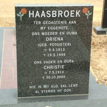 HAASBROEK Christie 1913-2005 &amp; Driena POTGIETER 1913-1999