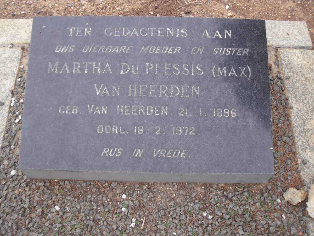 HEERDEN Martha Du Plessis, van nee VAN HEERDEN 1896-1972
