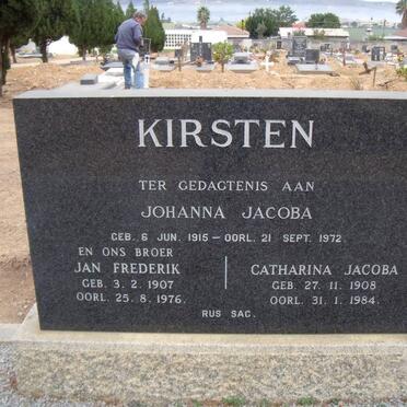 KIRSTEN Jan Frederik 1907-1976 &amp; Catharina Jacoba 1908-1984 :: KIRSTEN  Johanna Jacoba 1915-1972