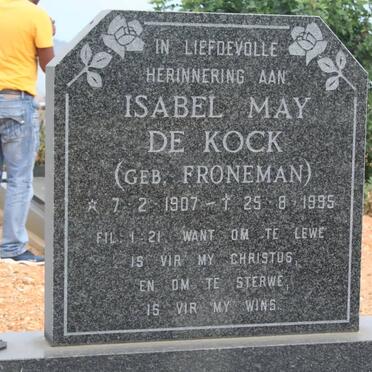 KOCK Isabel May, de nee FRONEMAN 1907-1995