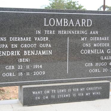 LOMBAARD Hendrik Benjamin 1914-2009 &amp; Cornelia Gertruida HUGO 1906-1987
