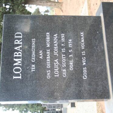 LOMBARD Louisa Johanna nee SCOTT 1892-1974