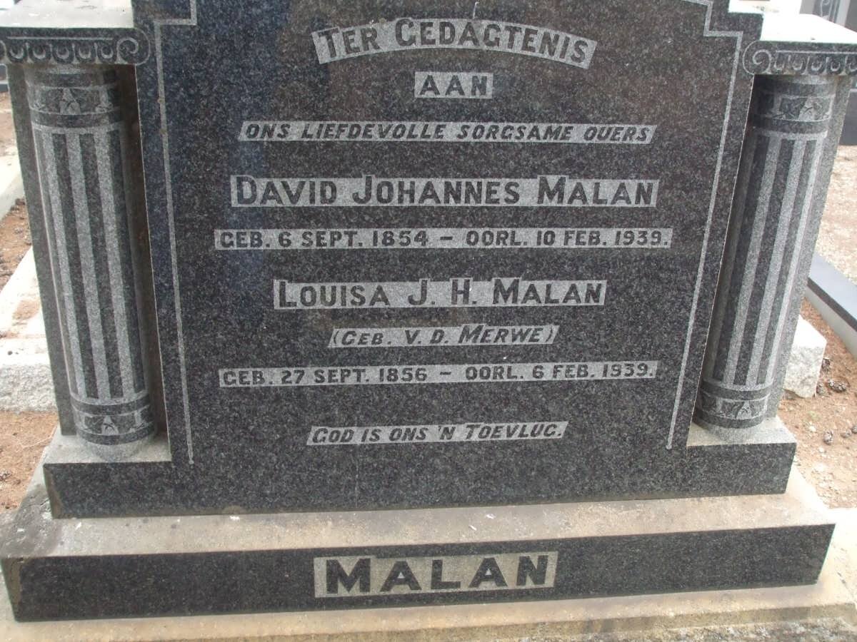 MALAN David Johannes 1854-1939 &amp; Louisa J.H. v.d. MERWE 1856-1939