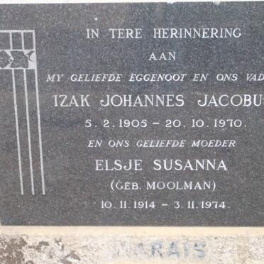 MARAIS Izak Johannes Jacobus 1905-1970 &amp; Elsje Susanna MOOLMAN 1914-1974