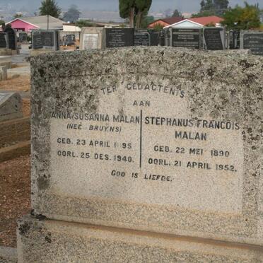 MALAN Stephanus Francois 1890-1952 &amp; Anna Susanna BRUYNS 1895-1940