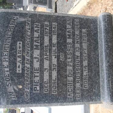 MALAN Pietie J. 1878-1941 &amp; Rachie du Plessis ROSSOUW 1886-1966