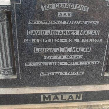 MALAN David Johannes 1854-1939 &amp; Louisa J.H. v.d. MERWE 1856-1939