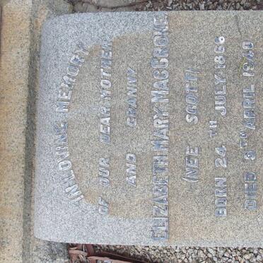 MacCRONE Robert 1852-1909 &amp; Elizabeth Mary SCOTT 1866-1940 :: MacCRONE Ian Douglas 1898-1981