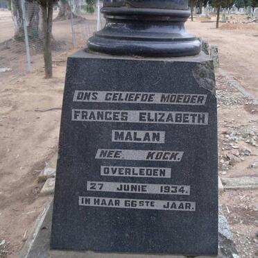 MALAN Gabriel Daniel -1913 &amp; Frances Elizabeth KOCK -1934
