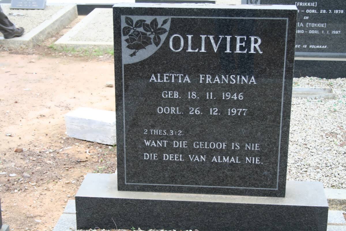 OLIVIER Aletta Fransina 1946-1977