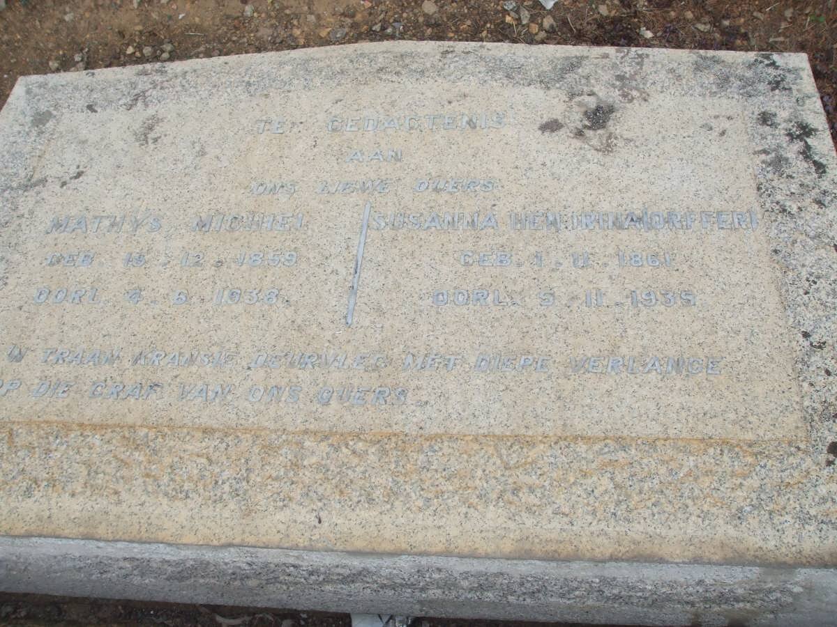 PREEZ Mathys Michiel, du 1859-1938 &amp; Susanna Hendrina ORFFER 1861-1935