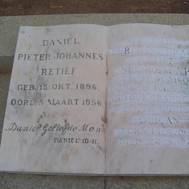 RETIEF Daniel Pieter Johannes 1896-1956 &amp; Magdaline Christine Grace HOFMEYR 1900-2001 :: DUIGAN Edith Louise 1963-1972