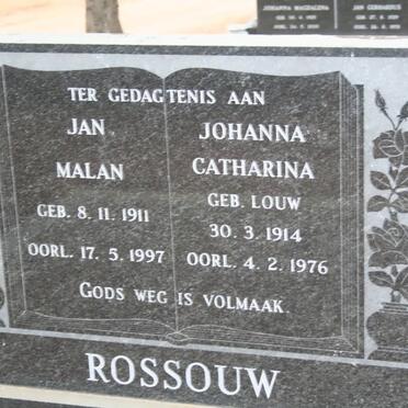 ROSSOUW Jan Malan 1911-1997 &amp; Johanna Catharina LOUW 1914-1976