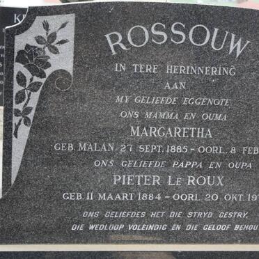ROSSOUW Pieter Le Roux 1884-1973 &amp; Margaretha MALAN 1885-1967 :: ROSSOUW Aletta 1908-1986