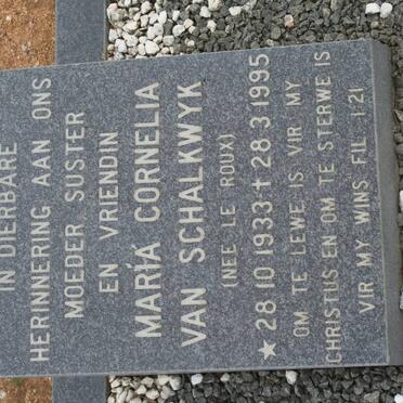 SCHALKWYK Maria Cornelia, van nee LE ROUX 1933-1995