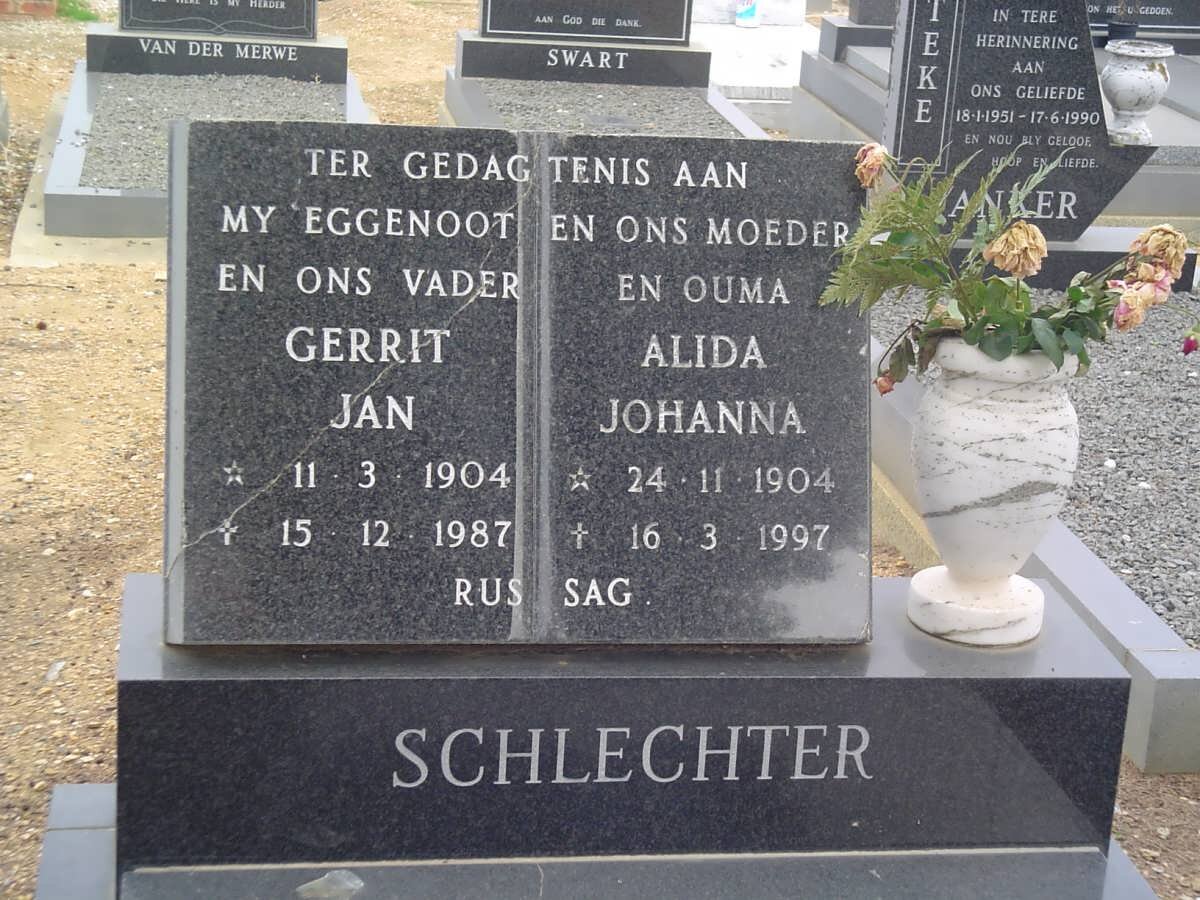 SCHLECHTER Gerrit Jan 1904-1987 &amp; Alida Johanna 1904-1997