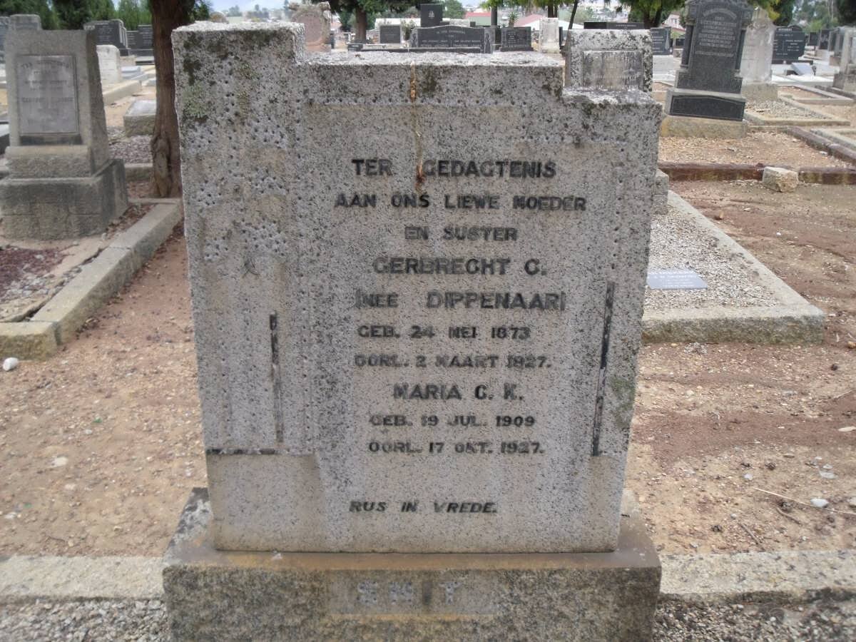 SMIT Gerbrecht C. nee DIPPENAAR 1873-1927 :: SMIT Maria C.K. 1909-1927