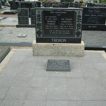 THERON Thomas 1893-1968 &amp; Johanna VIVIERS 1908-1978 :: MERWE J.F., van der nee THERON 1940-1993 
