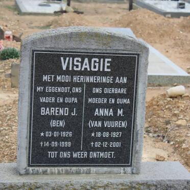 VISAGIE Barend J. 1926-1999 &amp; Anna M. VAN VUUREN 1927-2001