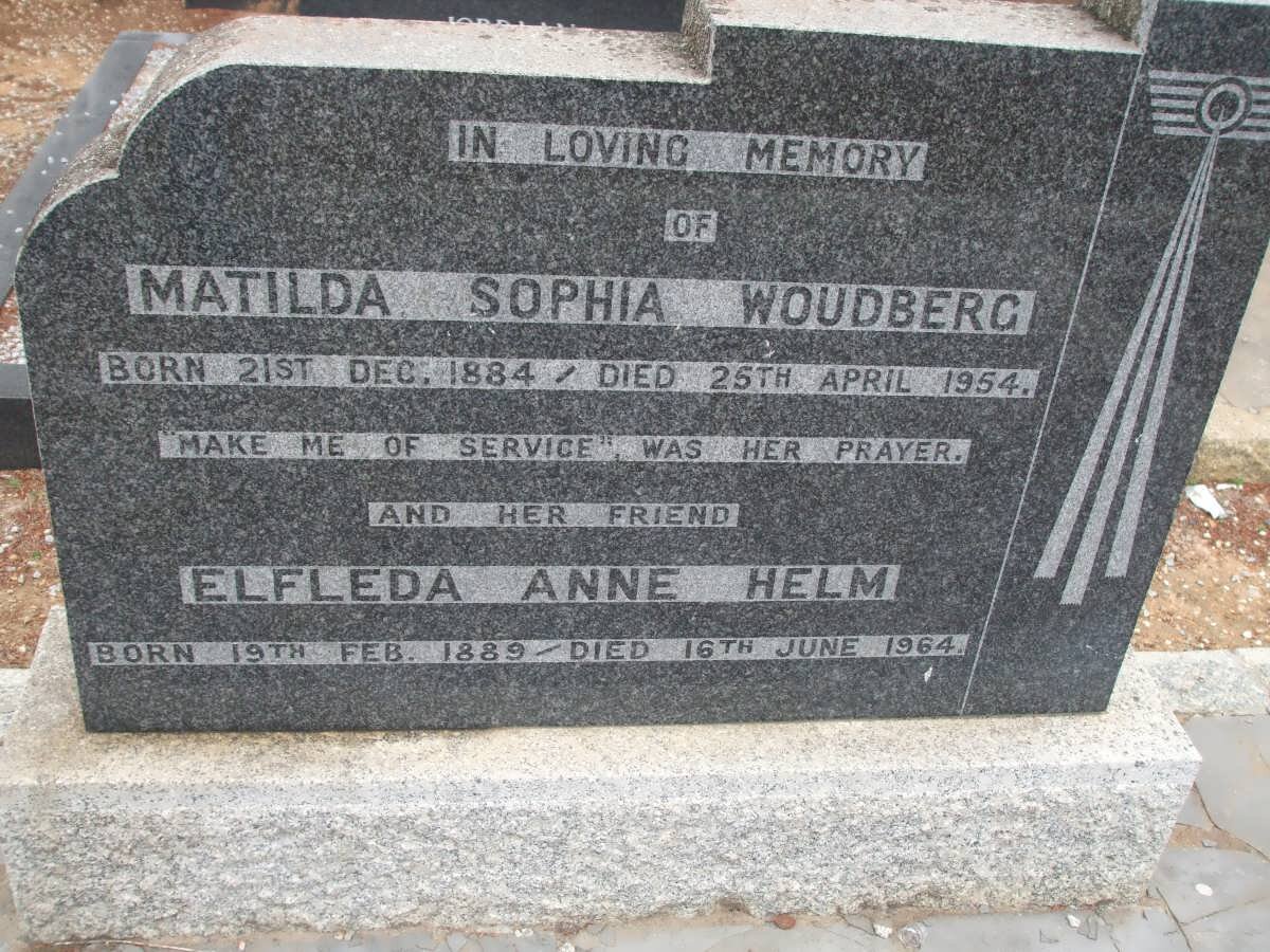 WOUDBERG Matilda Sophia 1884-1954 :: HELM Elfleda Anne 1889-1964