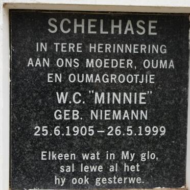 SCHELHASE W.C. nee NIEMANN 1905-1999