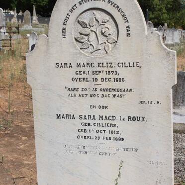 CILLIE Sara Marg. Elizabeth 1973-1888 :: LE ROUX Maria Sara Magdalena nee CILLIERS 1812-1889