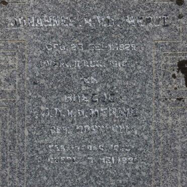 MERWE Johannes R, van der 1829-1912 &amp; J.D. ROSSOUW 1835-1925