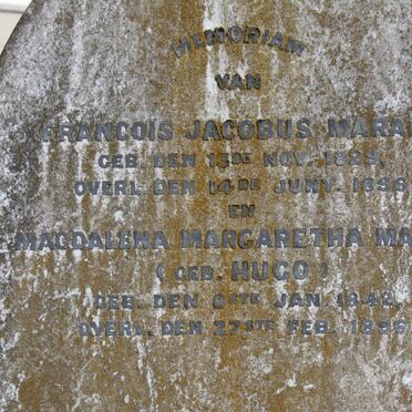 MARAIS Francois Jacobus 1829-1899 &amp; Magdalena Margaretha HUGO 1842-1895