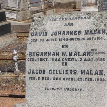 MALAN David Johannes 1848-1914 :: MALAN Susannah W. nee CELLIERS 1844-1928 :: MALAN Jacob Celliers 1885-1908