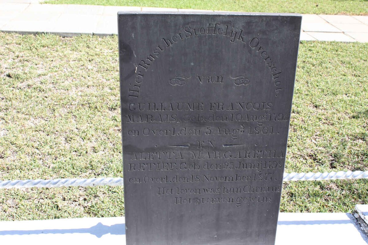 MARAIS Guillaume Francois 1795-1861 &amp; Aletta Margaretha RETIEF 1795-1877
