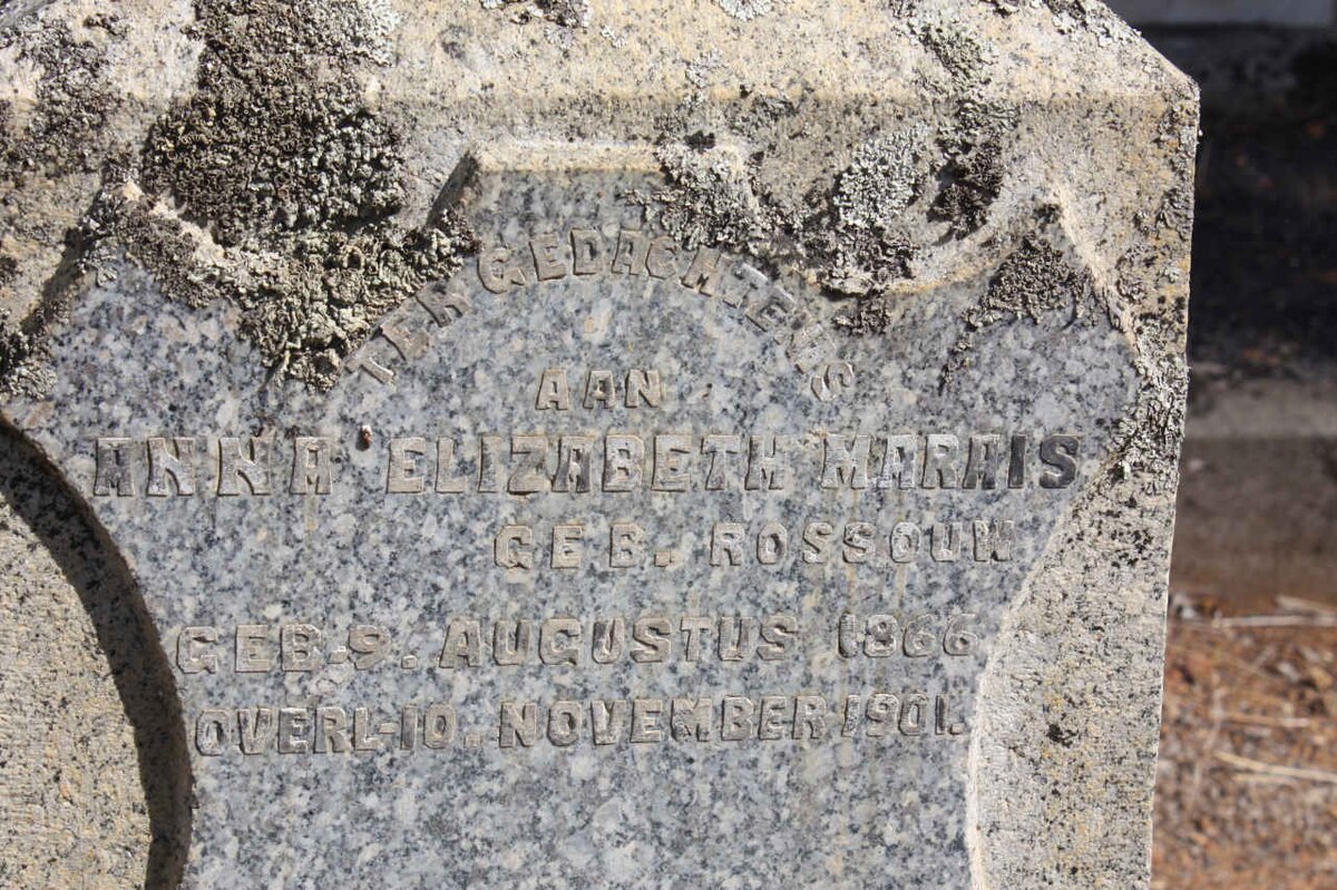MARAIS Anna Elizabeth nee ROSSOUW 1866-1901