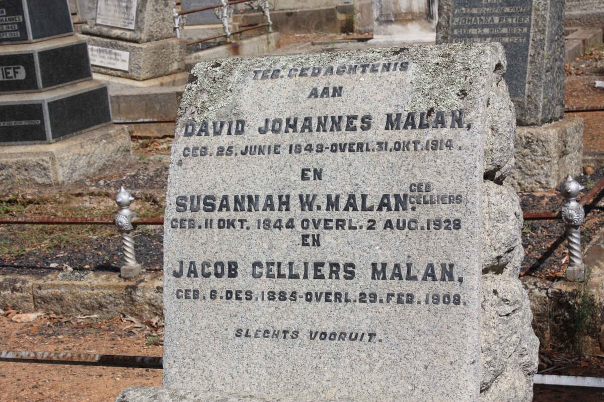 MALAN David Johannes 1848-1914 :: MALAN Susannah W. nee CELLIERS 1844-1928 :: MALAN Jacob Celliers 1885-1908