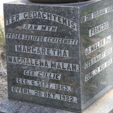 MALAN Margaretha Magdalena nee CILLIE 1863-1922