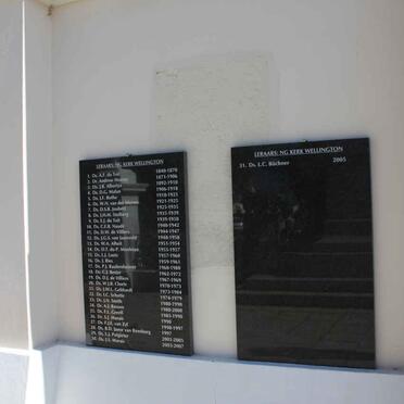 PLAQUE OF THE PASTORS OF N.G KERK WELLINGTON