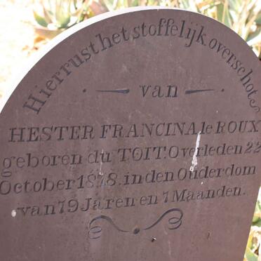 ROUX Hester Francina, le nee DU TOIT -1878