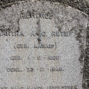 RETIEF Martha A.C. nee MARAIS 1866-1949