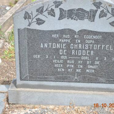 RIDDER Antonie Christoffel, de 1921-1957