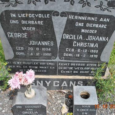 SNYGANS George Johannes 1894-1982 &amp; Orcilia Johanna Christina 1900-1970