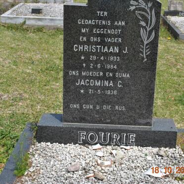 FOURIE Christiaan J. 1933-1984 &amp; Jacomina C. 1936-