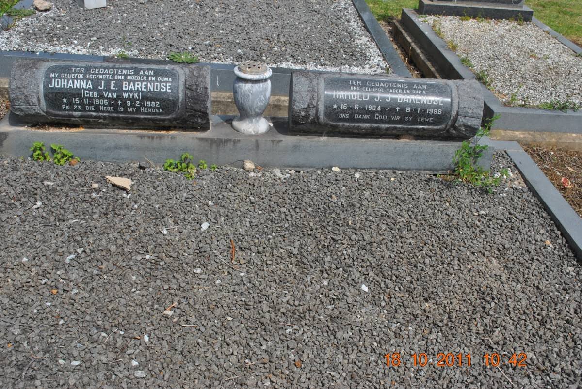 BARENDSE Harold J.J. 1904-1988 &amp; Johanna J.E. VAN WYK 1906-1982