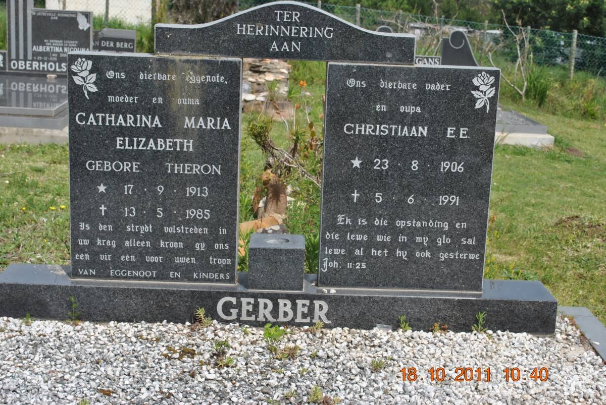 GERBER Christiaan E.E. 1906-1991 &amp; Catharina Maria Elizabeth THERON 1913-1985