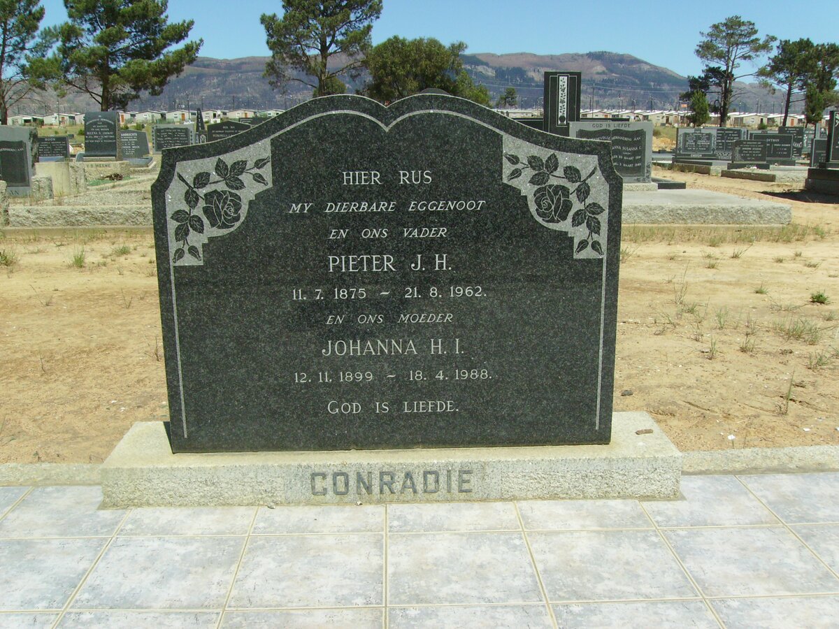 CONRADIE Pieter J.H. 1875-1962 &amp; Johanna H.I. 1899-1988