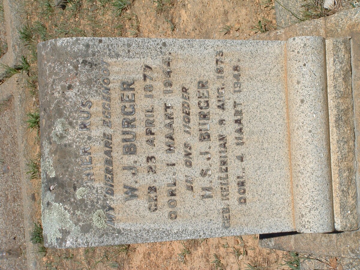 BURGER W.J. 1877-1944 &amp; M.S.J. KELLERMAN 1873-1948