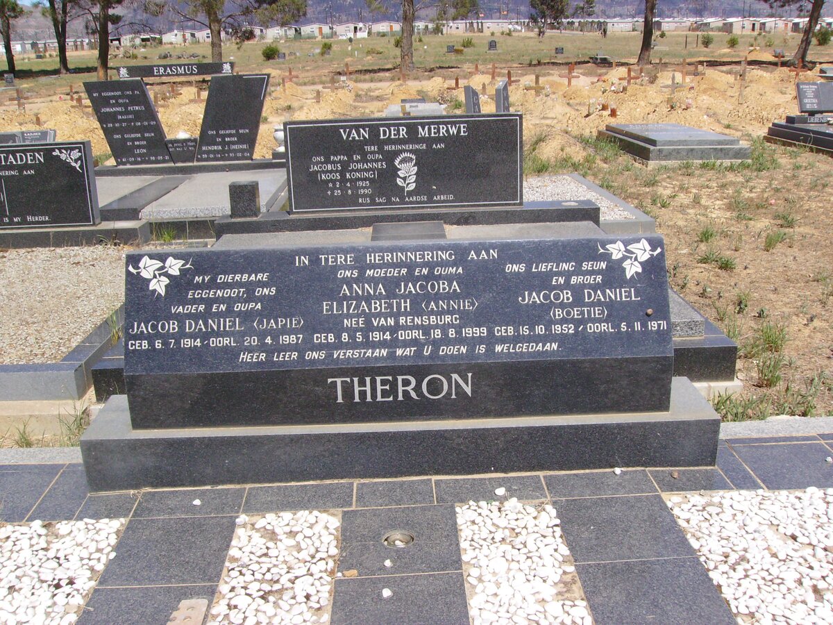 THERON Jacob Daniel 1914-1987 &amp; Anna Jacoba Elizabeth VAN RENSBURG 1914-1999 :: THERON Jacob Daniel 1952-1971 