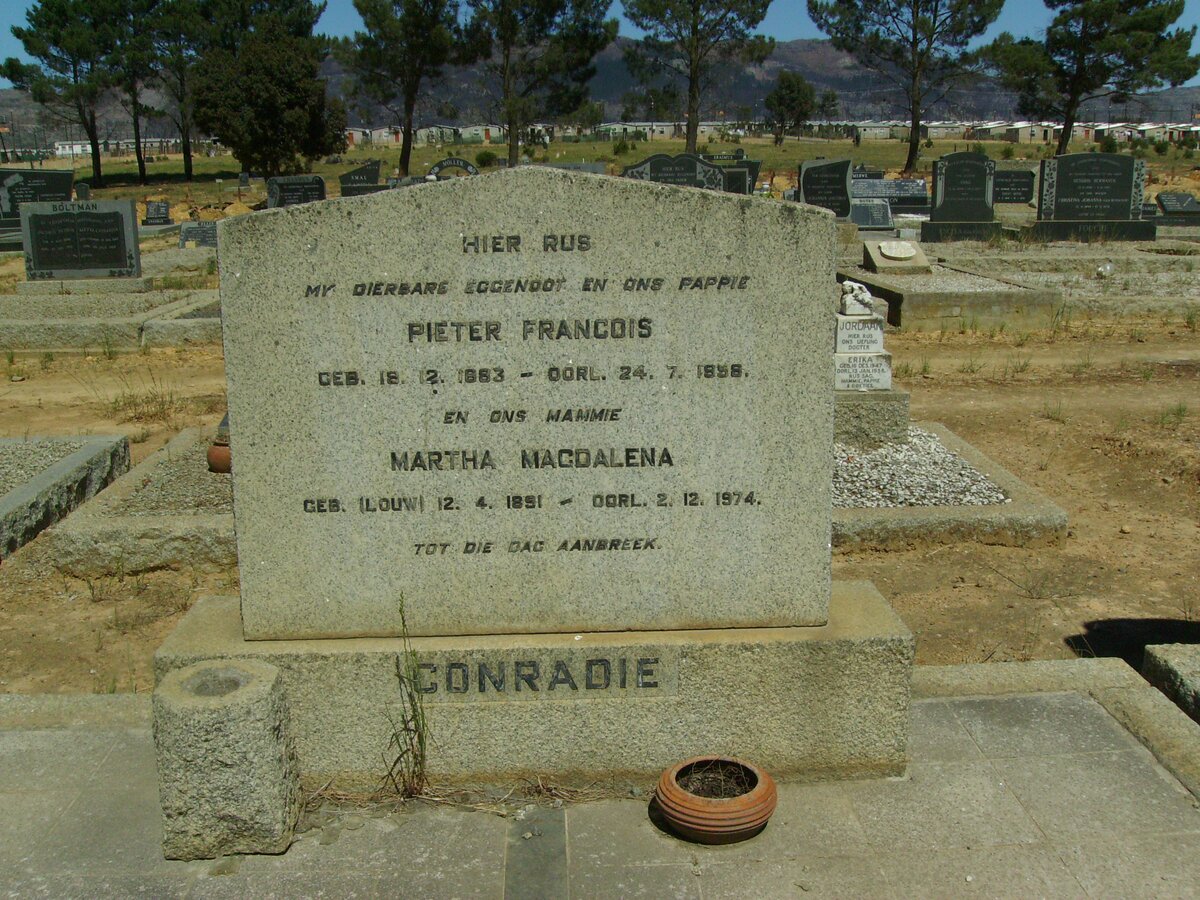CONRADIE Pieter Francois 1883-1958 &amp; Martha Magdalena 1891-1974